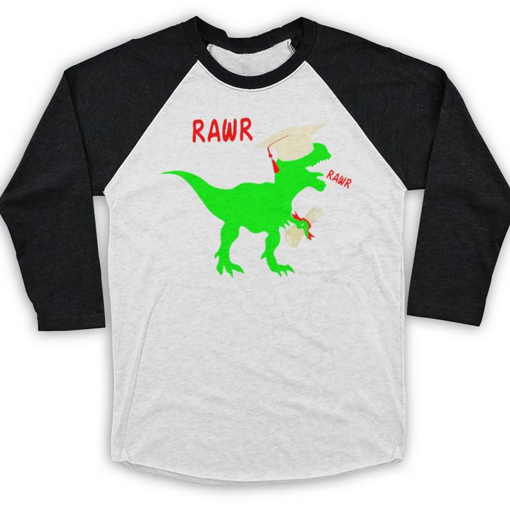 Dinosaur Rawr Diploma Grad Graduate Graduation Baseball Raglan Shirt