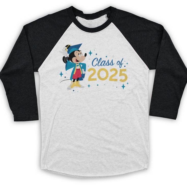 Disney Mickey Mouse Cap & Gown '25 Graduation Class Of 2025 Premium Tri-Blend Baseball Raglan Shirt