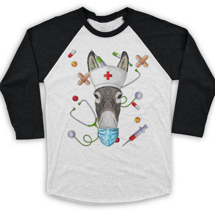 Donkey Nurse RN ER Nursing School Graduation Baseball Raglan Shirt