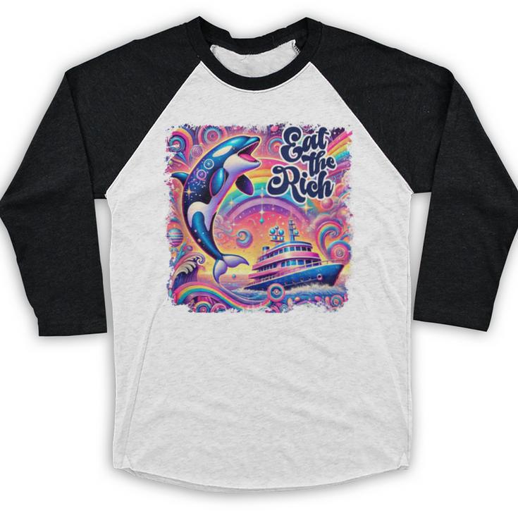 EAT THE RICH 90S NOSTALGIA WHALE ORCA YAHCT RETRO Baseball Raglan Shirt EAT THE RICH 90S NOSTALGIA WHALE ORCA YAHCT RETRO Baseball Raglan Shirt