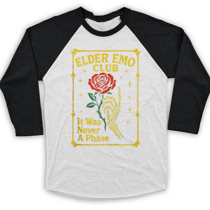 Elder Emo Club Emo Gothic Music Nostalgia Baseball Raglan Shirt Elder Emo Club Emo Gothic Music Nostalgia Baseball Raglan Shirt
