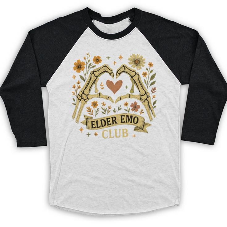Elder Emo Club Skeleton Hands Heart Nostalgia Baseball Raglan Shirt Elder Emo Club Skeleton Hands Heart Nostalgia Baseball Raglan Shirt