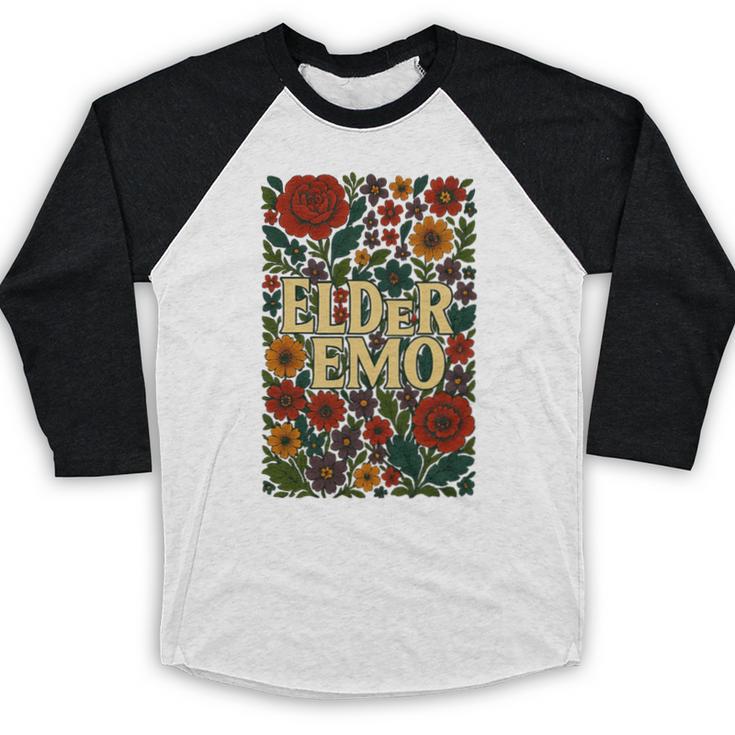 Elder Emo Floral Gothic Vintage Nostalgia Premium Tri-Blend Baseball Raglan Shirt