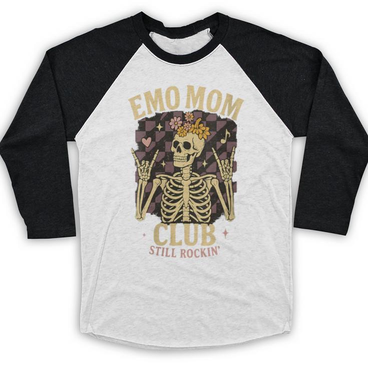 Emo Mom Club Still Rockin Skeleton Nostalgia Women Mother Baseball Raglan Shirt