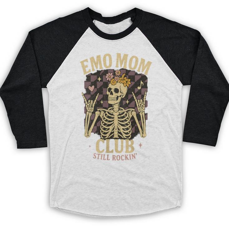 Emo Mom Club Still Rockin Skeleton Nostalgia Women Mother Baseball Raglan Shirt
