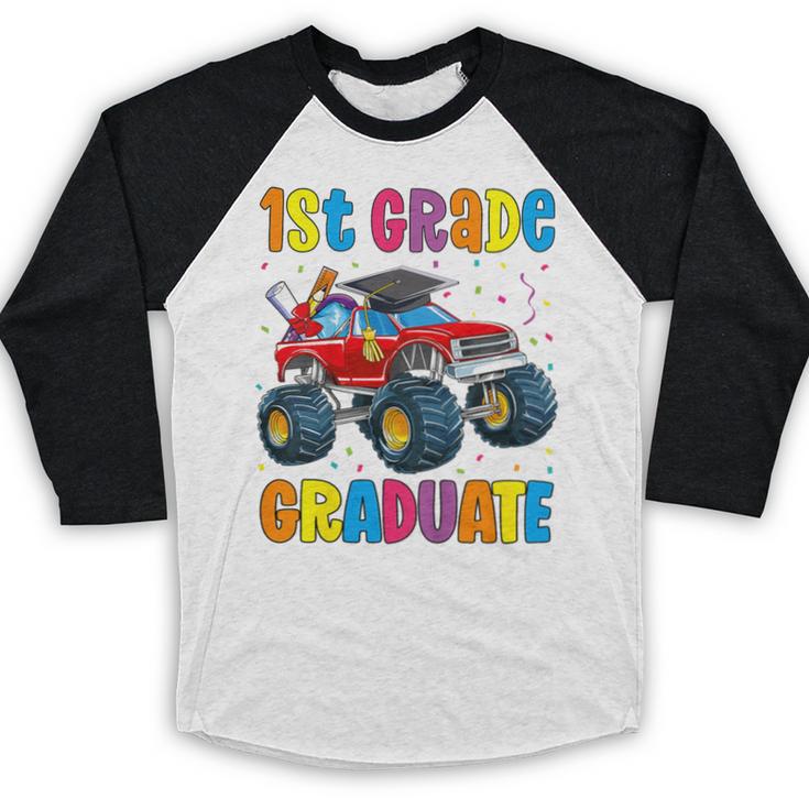 First Grade Graduation Monster Truck 1st Grade Graduate Baseball Raglan Shirt