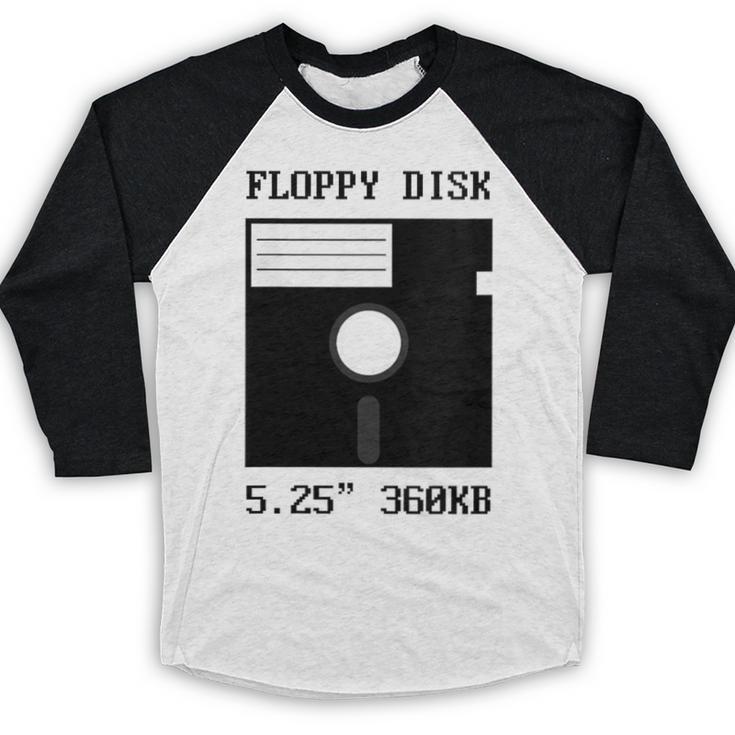 Floppy Disk Computer Nostalgia Fun PC Enthusiast History Baseball Raglan Shirt