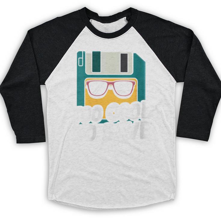 Floppy Disk Retro Tech Nostalgia Old School Computing Humor Baseball Raglan Shirt