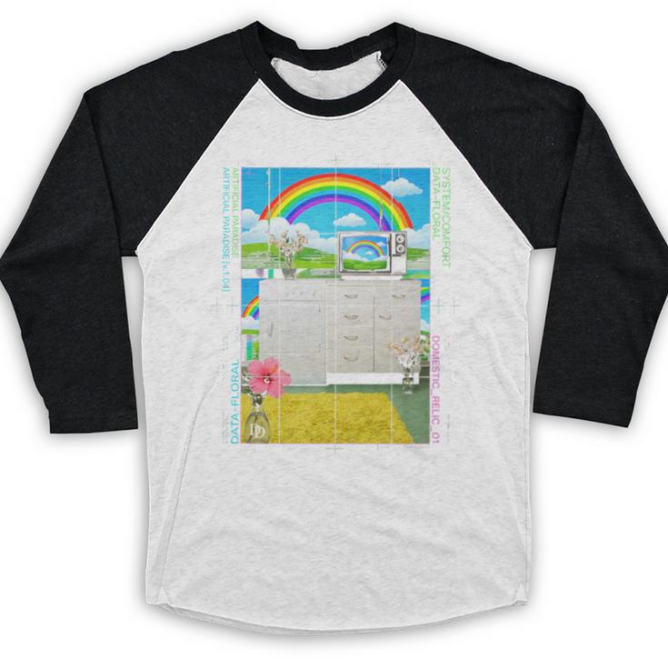 Frutiger Aero Aesthetic Rainbow Glitch Art Premium Tri-Blend Baseball Raglan Shirt