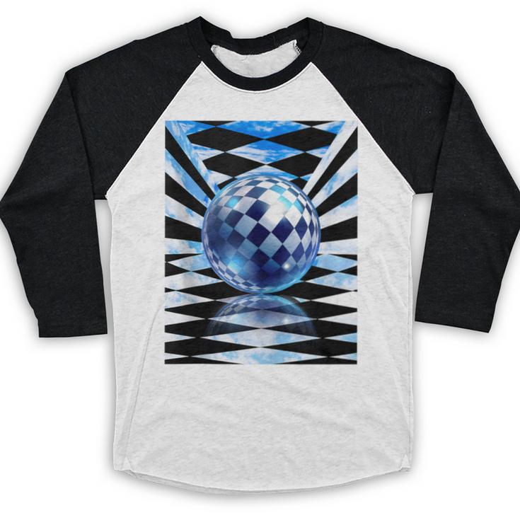 Frutiger Aero Aesthetic Tech Checkered Room Orb Sky Baseball Raglan Shirt