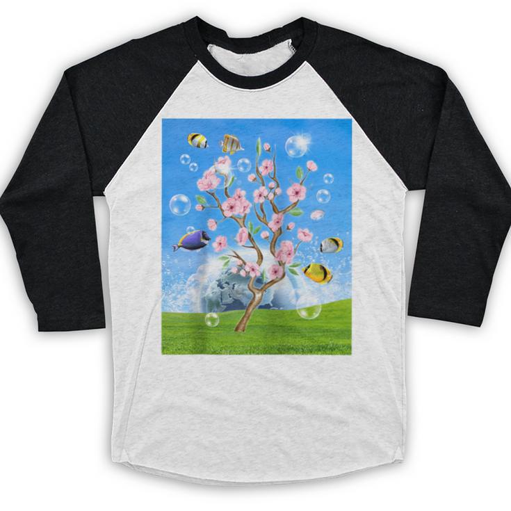 Frutiger Aero Aesthetic Tech Cherry Blossom Fishes Bubbles Raglan Baseball Tee Baseball Raglan Shirt Frutiger Aero Aesthetic Tech Cherry Blossom Fishes Bubbles Raglan Baseball Tee Baseball Raglan Shirt