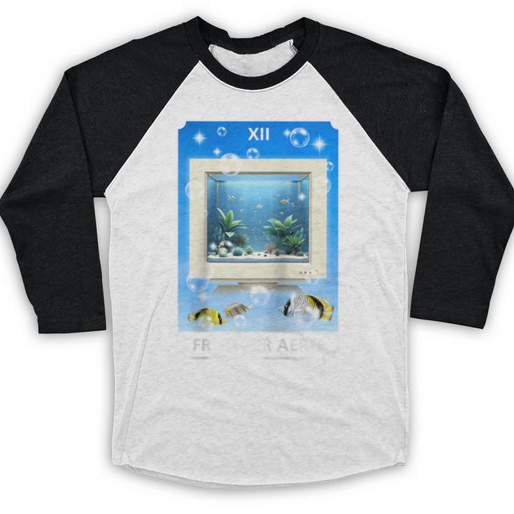 Frutiger Aero Aesthetic Tech Computer Aquarium Tarot Card Raglan Baseball Tee Baseball Raglan Shirt
