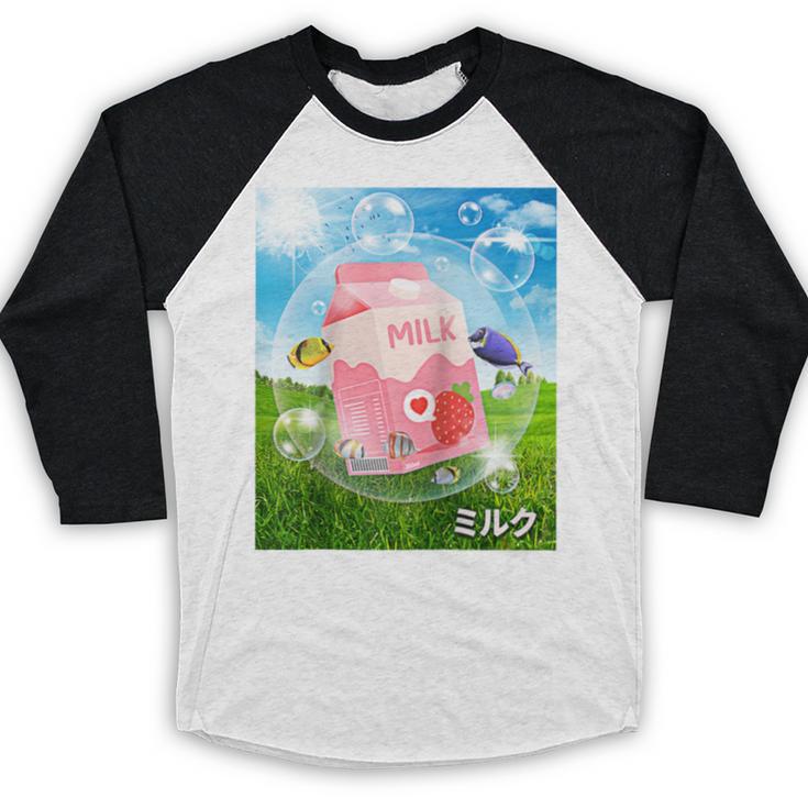 Frutiger Aero Aesthetic Tech Kawaii Strawberry Milk Fishes Raglan Baseball Tee Baseball Raglan Shirt Frutiger Aero Aesthetic Tech Kawaii Strawberry Milk Fishes Raglan Baseball Tee Baseball Raglan Shirt