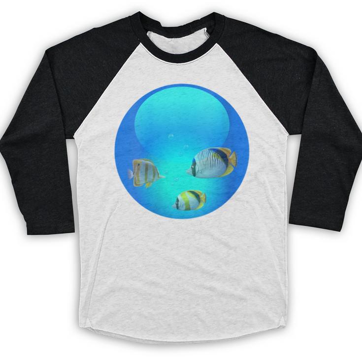 Frutiger Aero Aesthetic Tech Orb Fishes Baseball Raglan Shirt