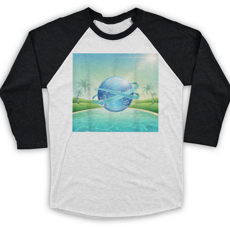 Frutiger Aero Y2k Aesthetic Palm Trees Cyber Beach World Baseball Raglan Shirt