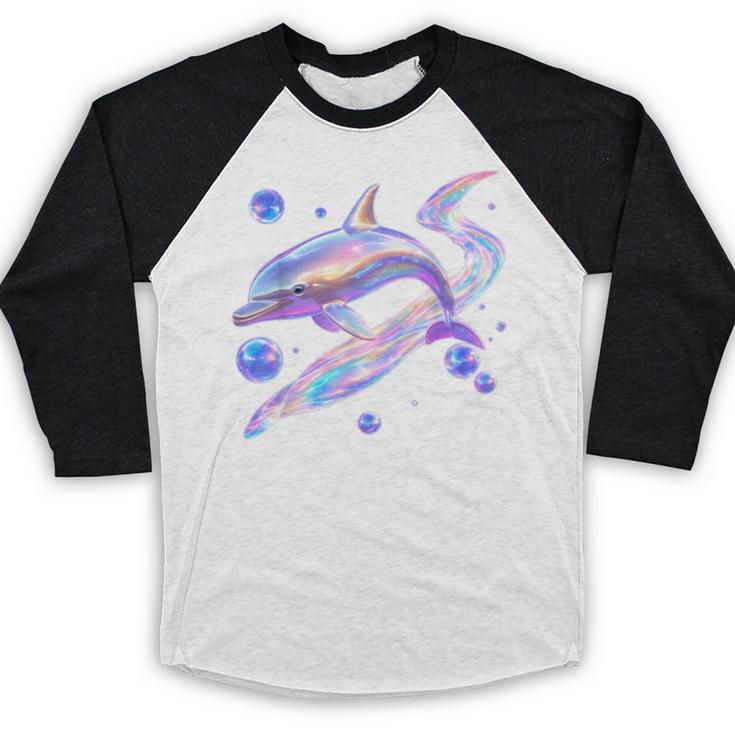 Frutiger Aero Y2K Chrome Dolphin Baseball Raglan Shirt