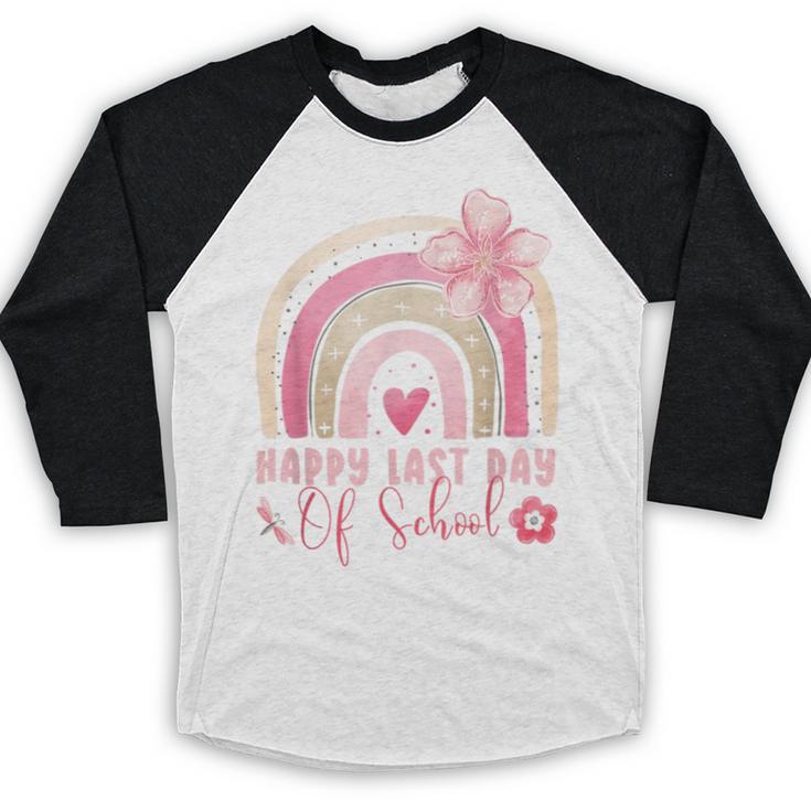 Fun Happy Last Day Of School Girl Student Graduation Rainbow Baseball Raglan Shirt
