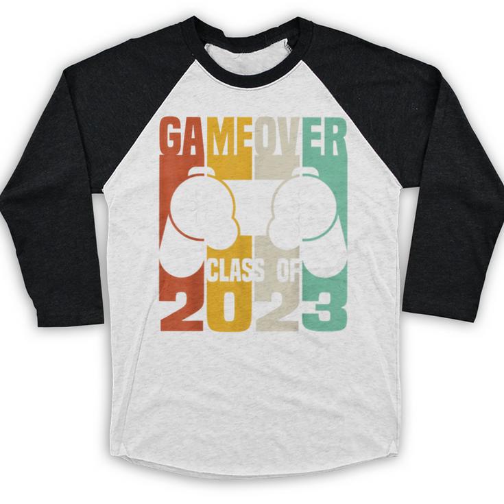 GAME OVER Class Of 2023 Video Games Vintage Graduation Gamer Baseball Raglan Shirt