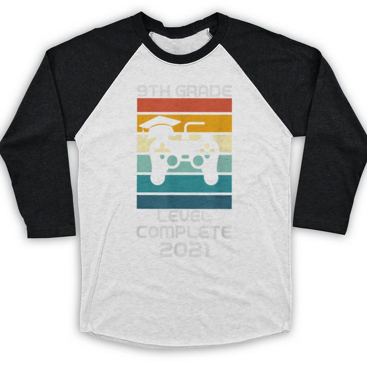 Gamer Graduation 2021 Retro 9th Grade Level Complete Baseball Raglan Shirt