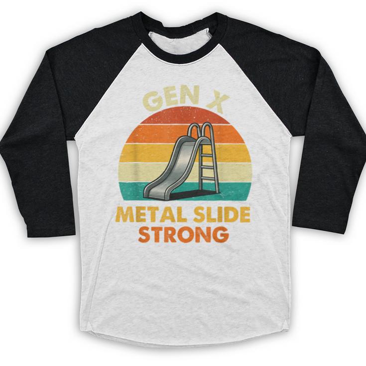 Gen X Slide Strong Generation X Gen Xer Nostalgia Baseball Raglan Shirt