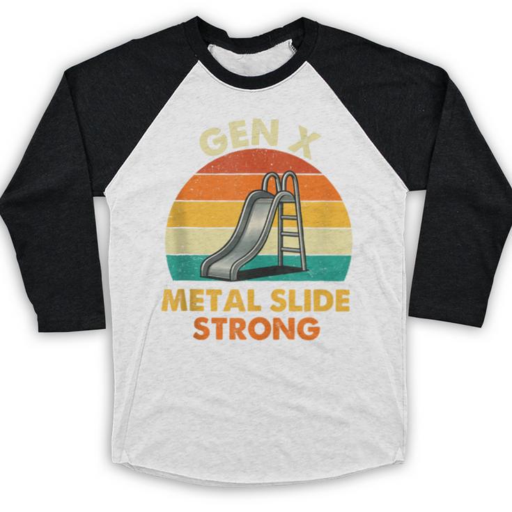 Gen X Slide Strong Generation X Gen Xer Nostalgia Baseball Raglan Shirt