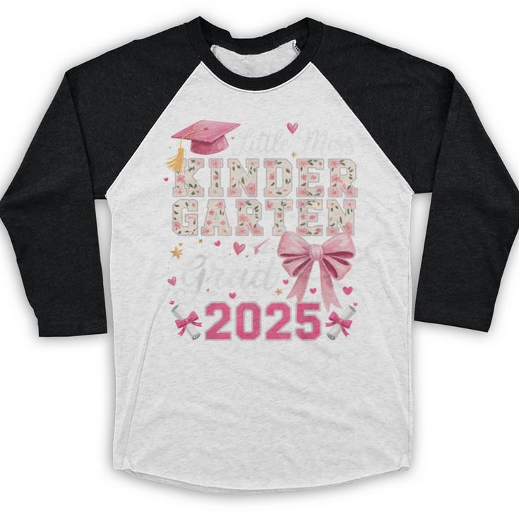 Girls Little Miss Kindergarten Grad 2025 Coquette Graduation Baseball Raglan Shirt