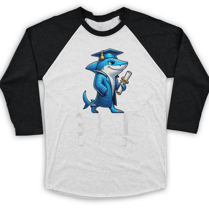 Grad Class Of 2025 Boys Shark Graduation Graduated Baseball Raglan Shirt