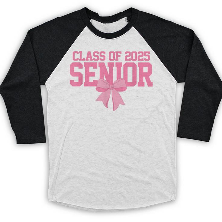 Graduate 2025 Class Of 2025 Senior Coquette Bow Graduation Baseball Raglan Shirt