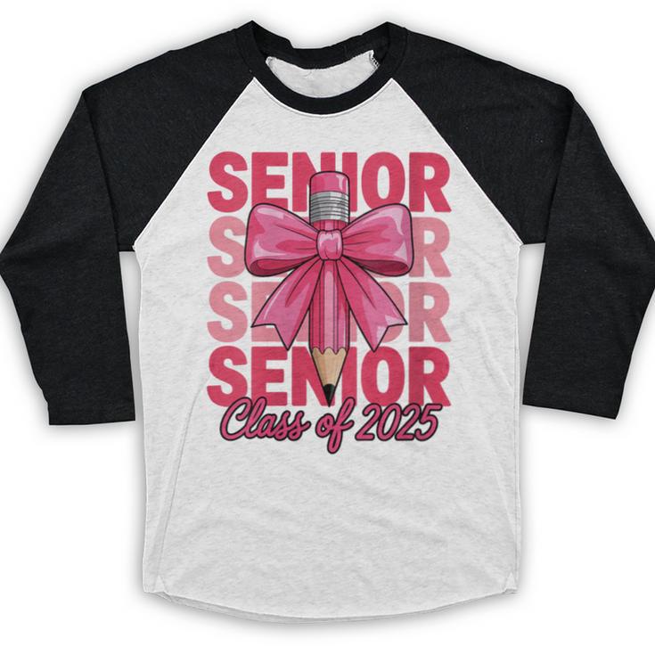 Graduate 2025 For Senior 2025 Graduation Coquette Pink Bow Baseball Raglan Shirt