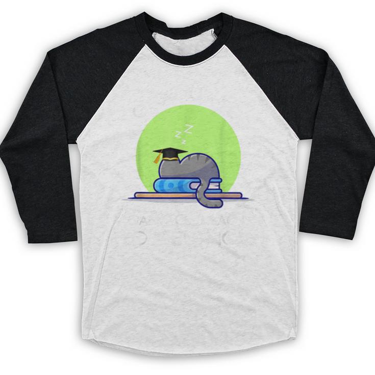 I Graduated Can I Go Back To Bed Now Cat Graduation For Men Women Girls Kids Baseball Raglan Shirt