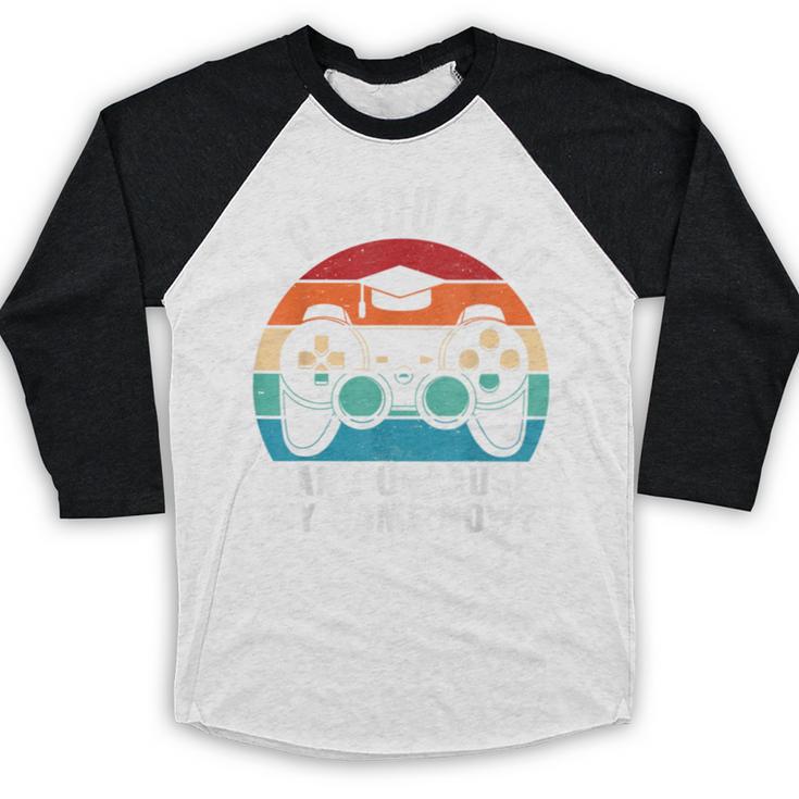 I Graduated Can I Unpause My Game Now Retro Graduation Baseball Raglan Shirt
