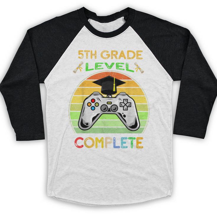 Graduation 5th Grade Level Complete Gamer Class 2021 Gaming Baseball Raglan Shirt