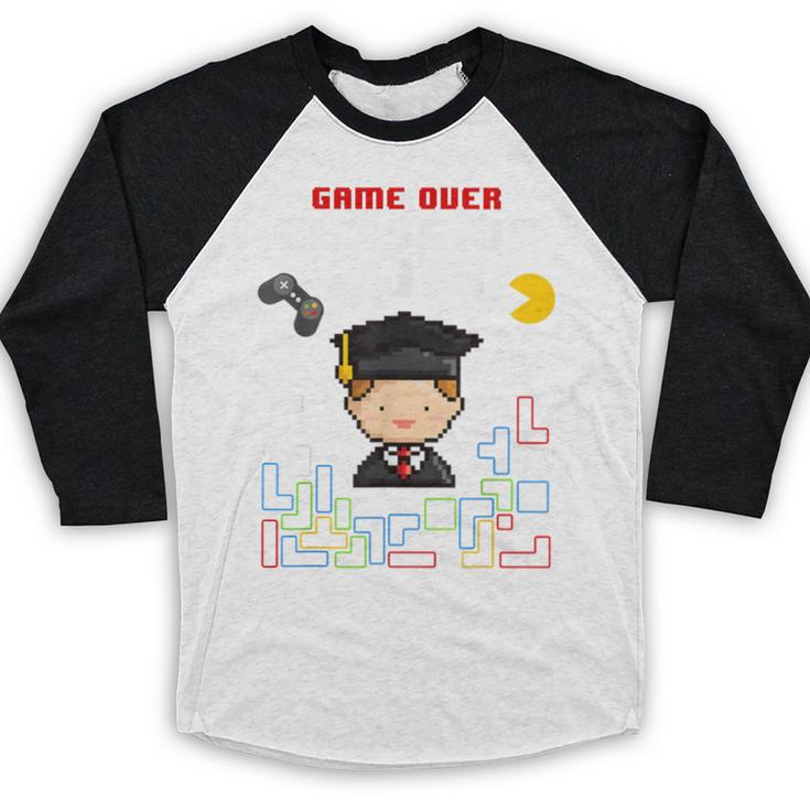 Graduation Class Of 2018 Game Over 8-Bit Gamer Baseball Raglan Shirt