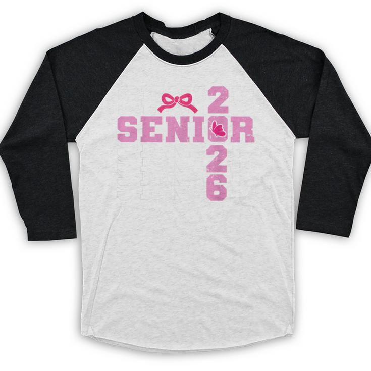 Graduation Class Of 2026 Senior 2026 Pink Bow Coquette Baseball Raglan Shirt