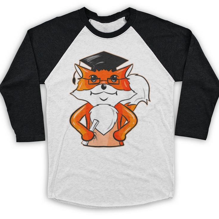 Graduation Fox School Bachelor Master Doctor Study Baseball Raglan Shirt