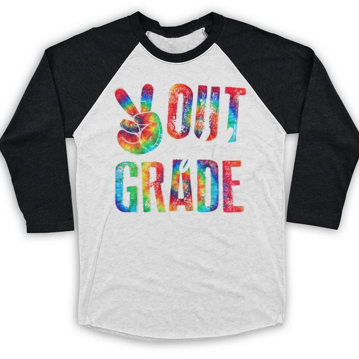 Graduation Peace Sign Out Eighth Grade Tie Dye Hippie Baseball Raglan Shirt