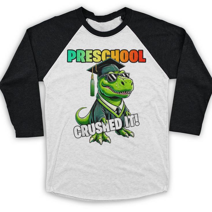 Graduation Preschool DinosaurRex Crushed It Boys Grad Baseball Raglan Shirt