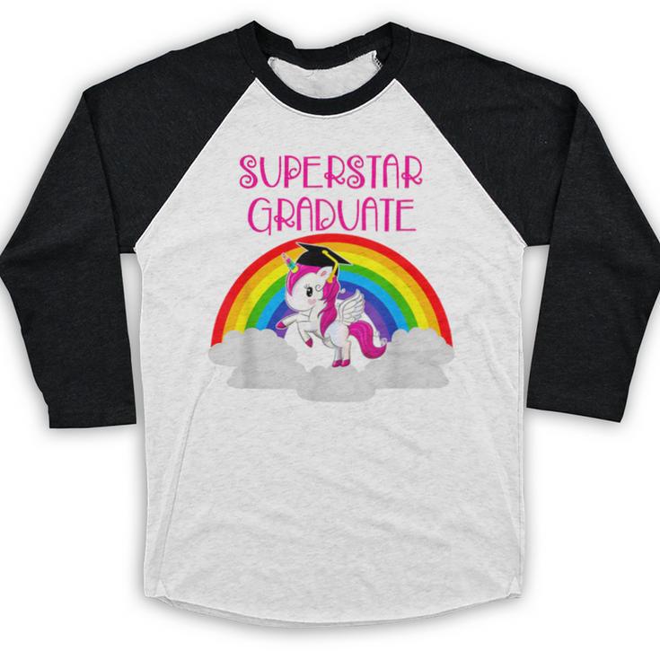 Graduation Unicorn Superstar Magical Colorful Rainbow Tshirt Baseball Raglan Shirt