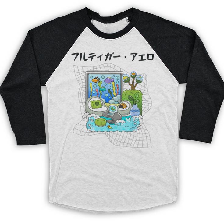 Grass Fun UI UX Er Computer Retro Fish Frutiger Aero Baseball Raglan Shirt Grass Fun UI UX Er Computer Retro Fish Frutiger Aero Baseball Raglan Shirt