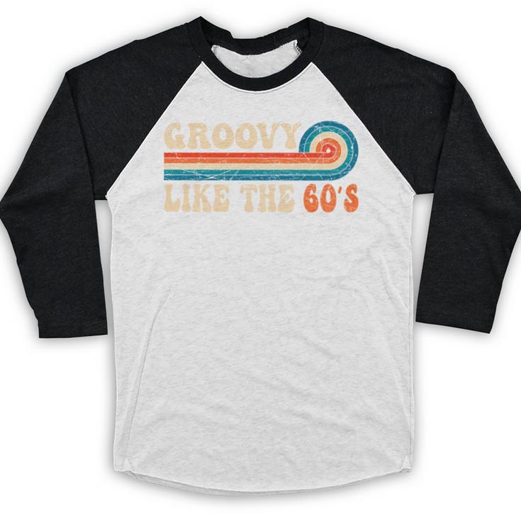 Groovy Like The 60s Aesthetic Nostalgia 1960's Retro Baseball Raglan Shirt