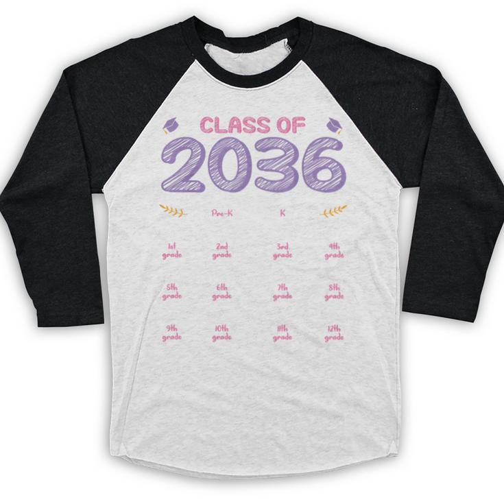 Grow With Me Graduation First Day Of School Class Of 2036 Baseball Raglan Shirt
