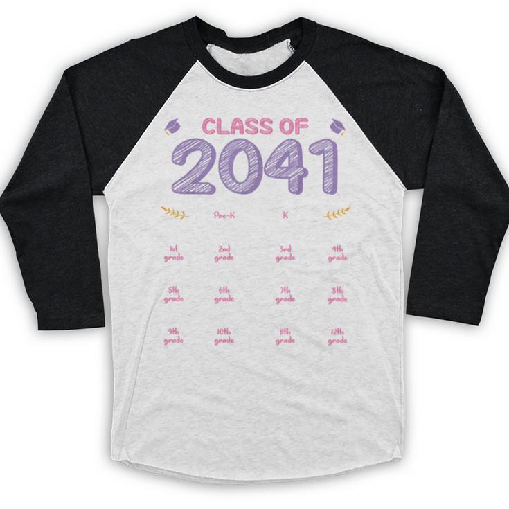 Grow With Me Graduation First Day Of School Class Of 2041 Baseball Raglan Shirt