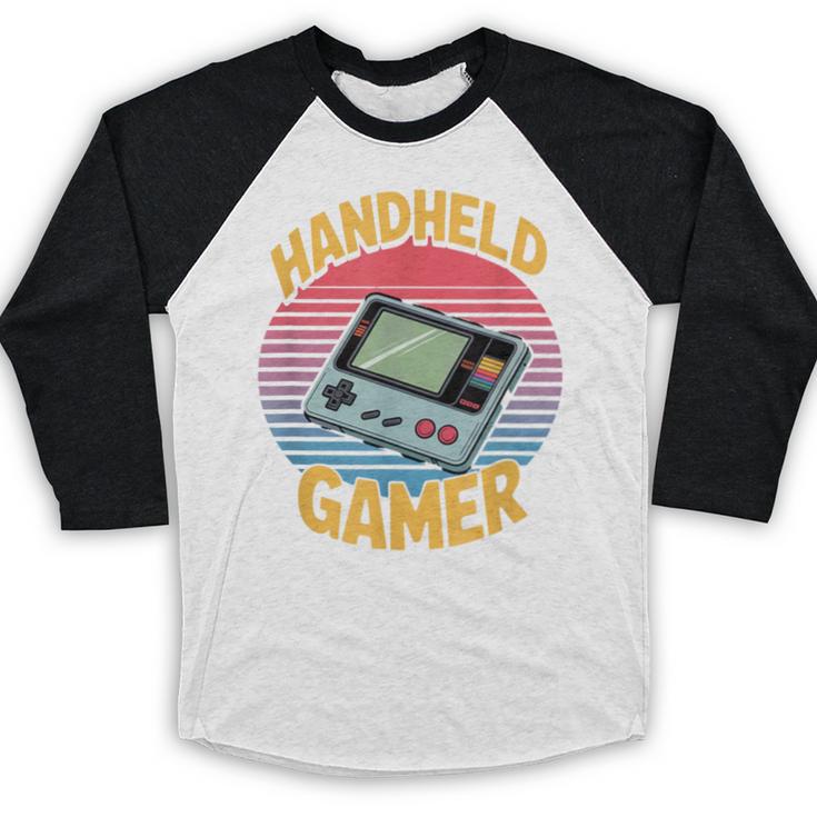 Handheld Gamer Retro Portable Console Nostalgia Baseball Raglan Shirt Handheld Gamer Retro Portable Console Nostalgia Baseball Raglan Shirt