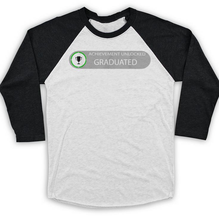 High School Or College Graduation Achievement Unlocked Baseball Raglan Shirt