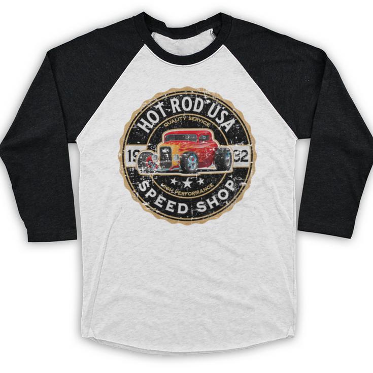 Hotrod Custom Car Automotive Nostalgia Distressed Premium Tri-Blend Baseball Raglan Shirt