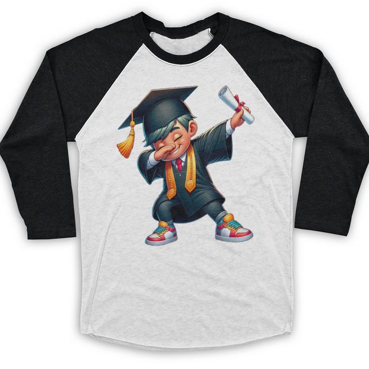 Kids Boys Grad Dabbing Graduation Class Of 2025 Baseball Raglan Shirt