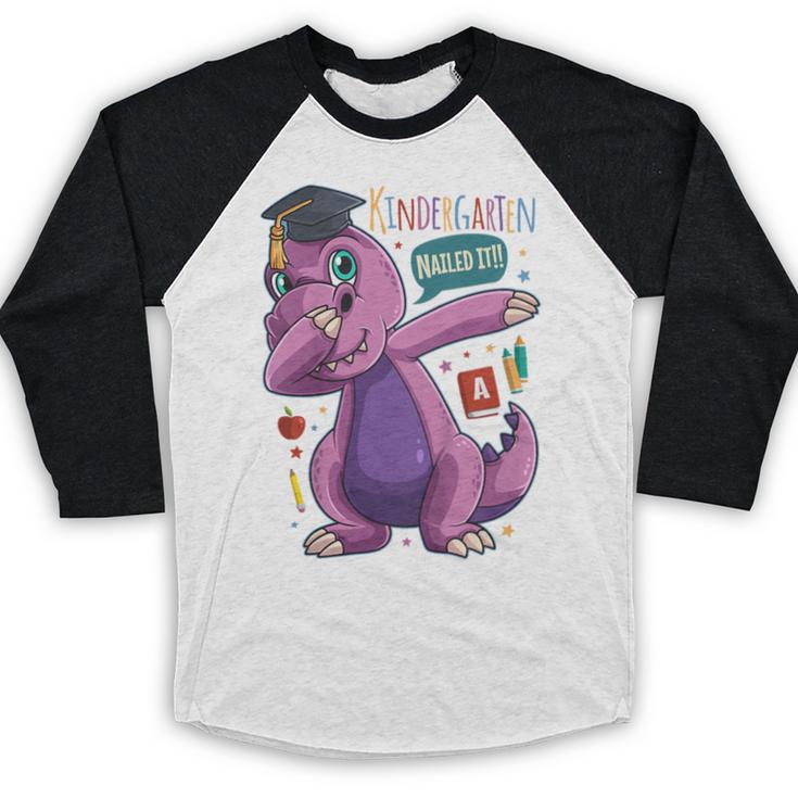 Kids DabbingRex Graduation Kindergarten Class Of 2019 Baseball Raglan Shirt
