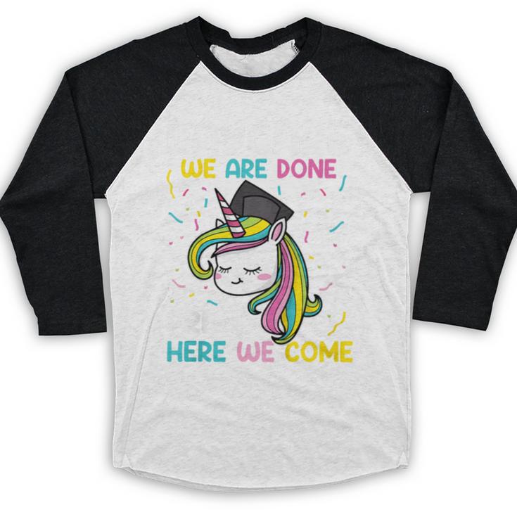 Kids Daycare Graduation Unicorn Last Day Of School Kids Baseball Raglan Shirt