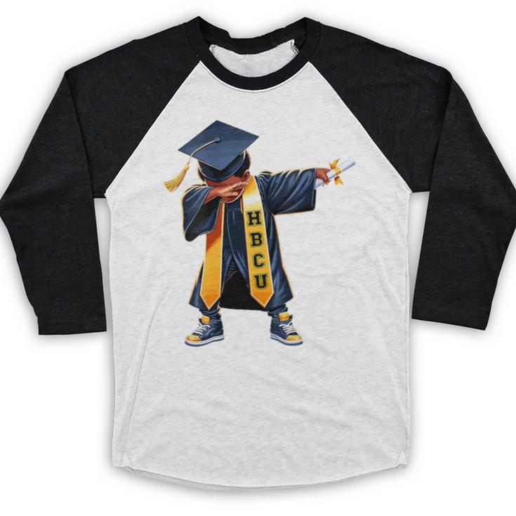 Kids HBCU Boys Grad Dabbing Graduation Baseball Raglan Shirt