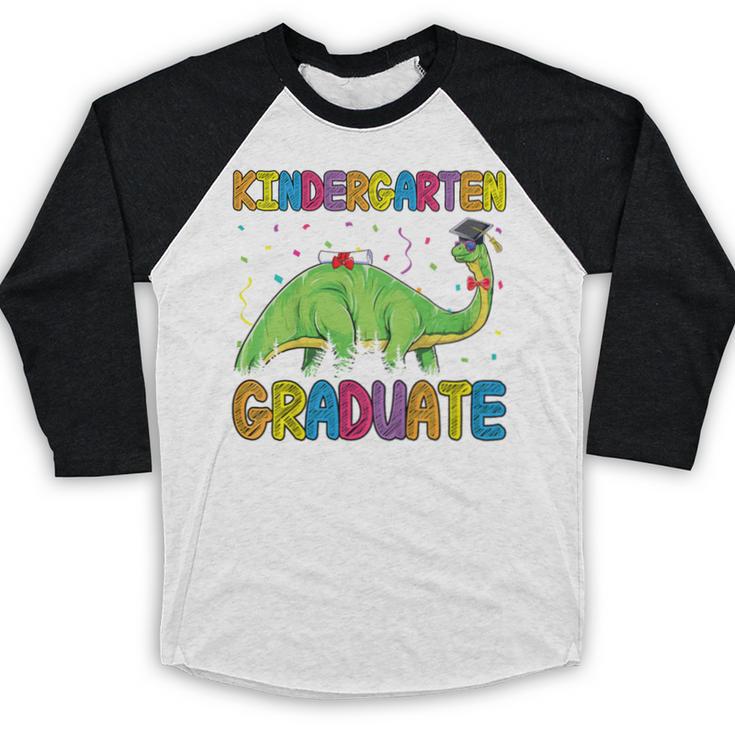 Kids Kindergarten Graduate Dinosaur Kindergarten Graduation Baseball Raglan Shirt